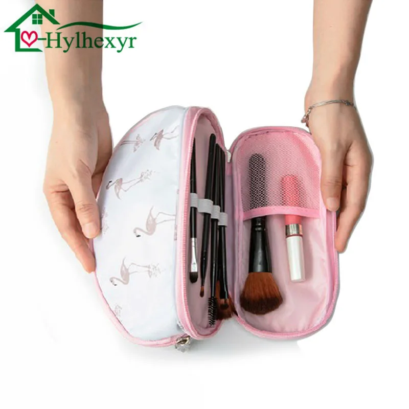 

Flamingo cosmetic bag Double-layer printed travel waterproof makeup washing bag Women portable large-capacity bathroom organizer