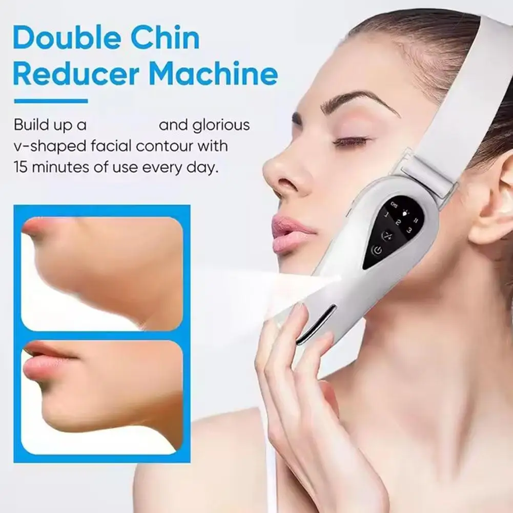 Electric V-Face Lifter EMS Facial Massage Belt Double Chin Remover LED 3Modes Firming Beauty Device with Remote Control