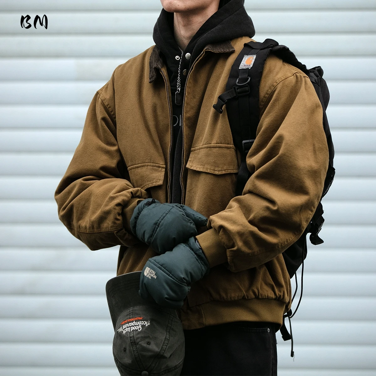 

Mens American Vintage Washed Workwear Padded Jacket Winter Lapel Heavyweight Warm Korean Streetwear Brown Thick Cargo Coat Male