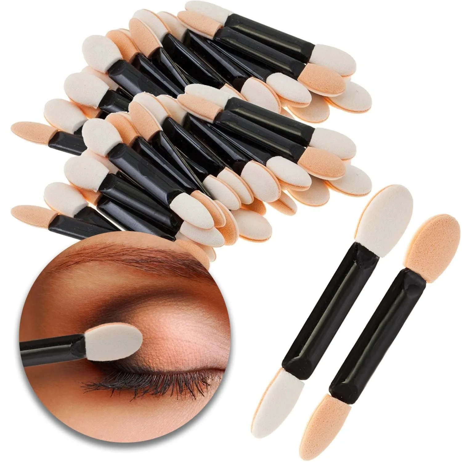 

1000Pcs Double Heads Nail Powder Brushes Sponge Brushes For Eyeshadow Makeup 0.8*6cm Mirror Glitter Disposable Brushes Nail Tool