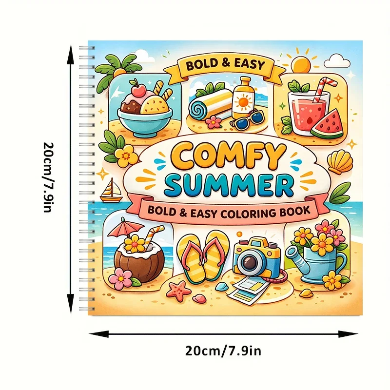 Comfy Summer Bold-easy Patterns Coloring Book for Adults Cute Drawing Book Perfect Gift for Birthday Back to School Art Supplies