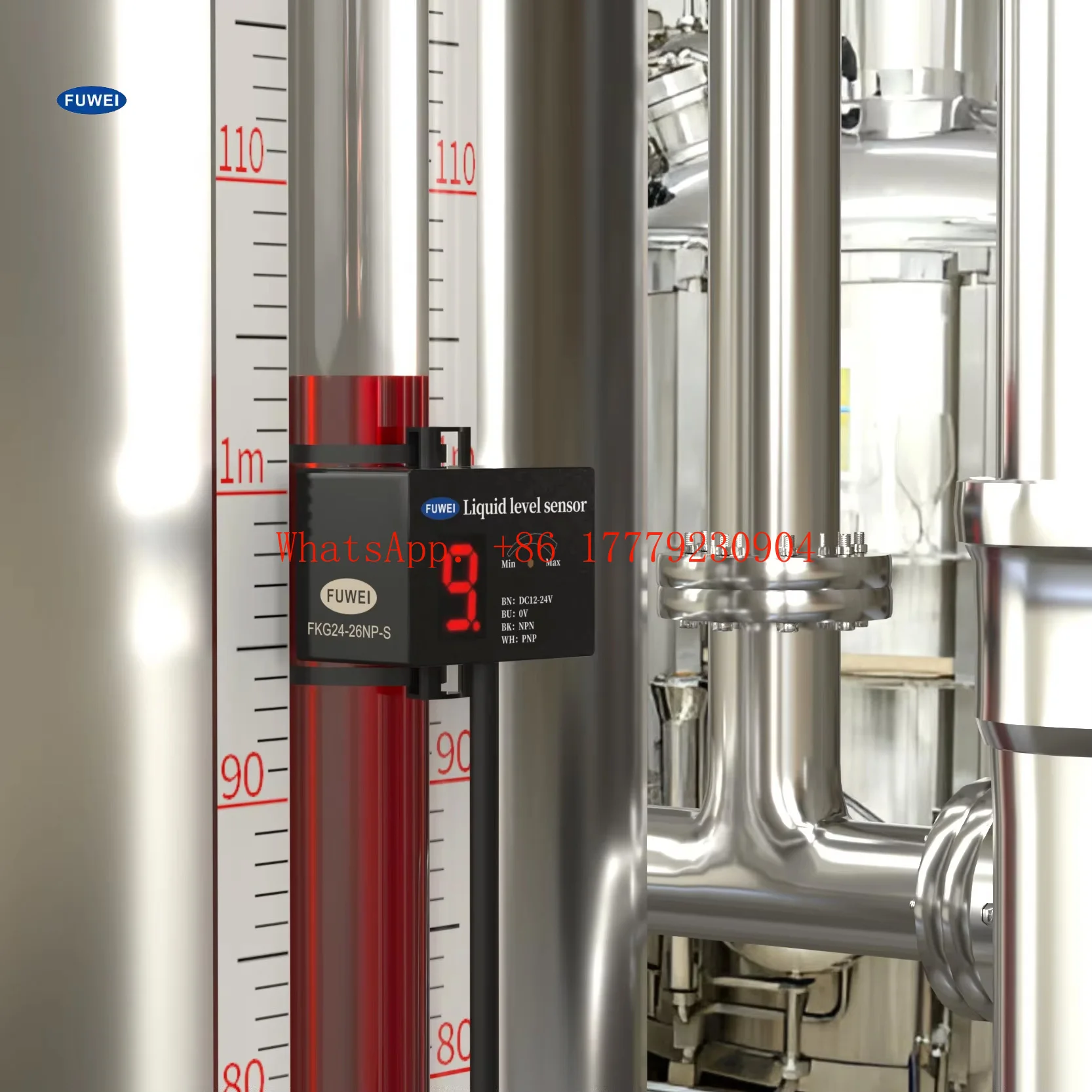 

FKG24-26 Высокоточный контроль уровня жидкости с цифровым дисплеем, емкостный датчик трубы, выход 24 В NPN/PNP