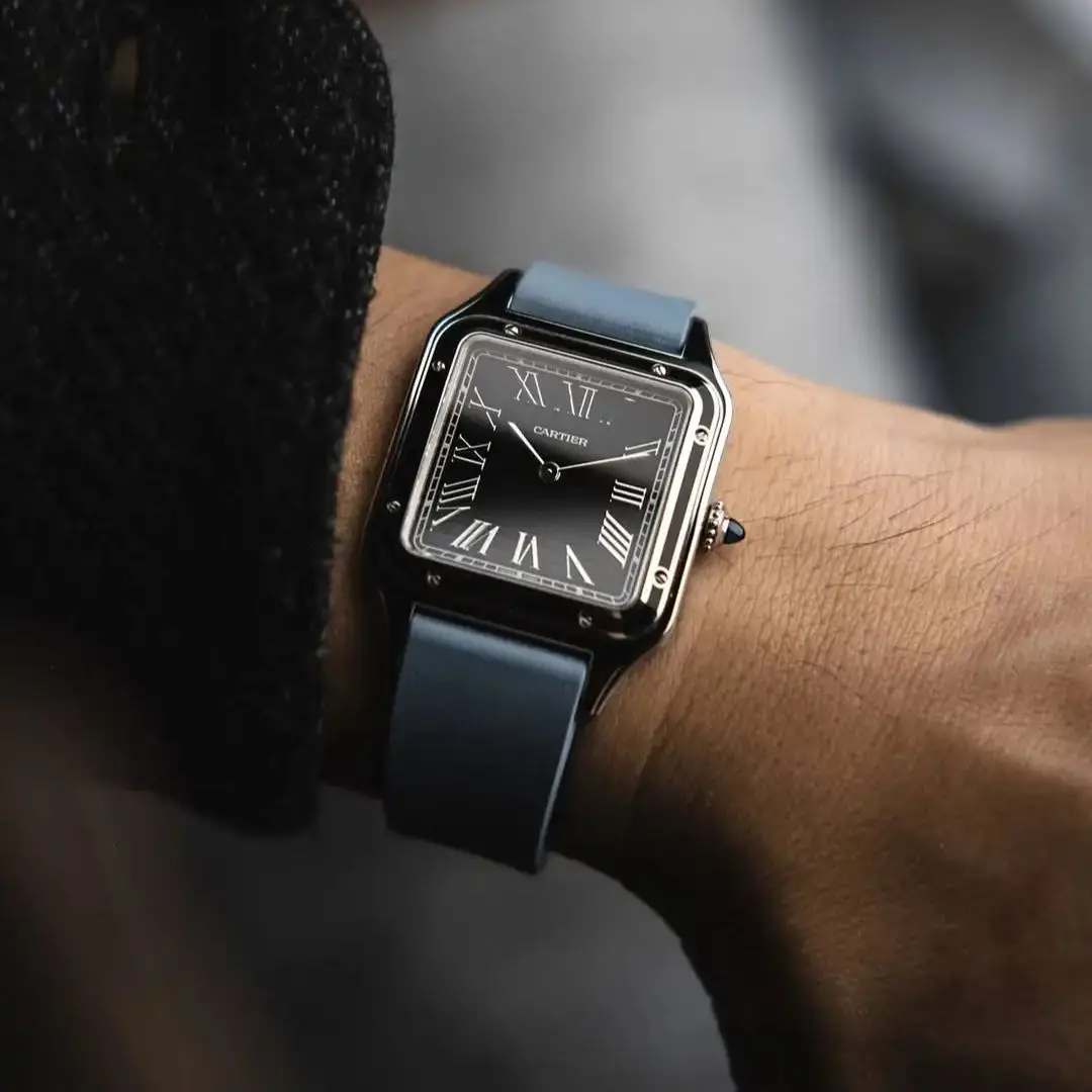 مثالية لفرقة استبدال كارتييه سانتوس تانك دومونت - 18 مم 20 مم 21 مم 22 مم حزام مطاط فلورو سريع الإصدار مقطوع إلى الحجم