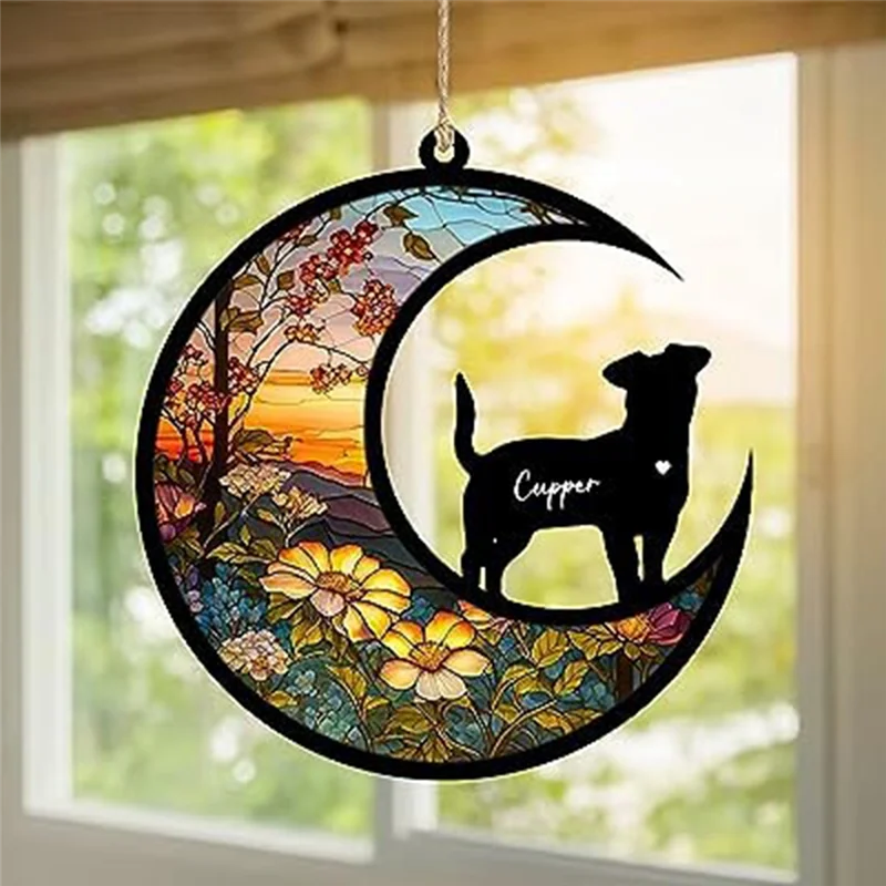 LICE-Cat Memorial Suncatcher, ส่วนบุคคลพร้อมชื่อวันที่ Cat Breeds Suncatcher, Pet Loss Suncatcher, Stained Acrylic Light Dura