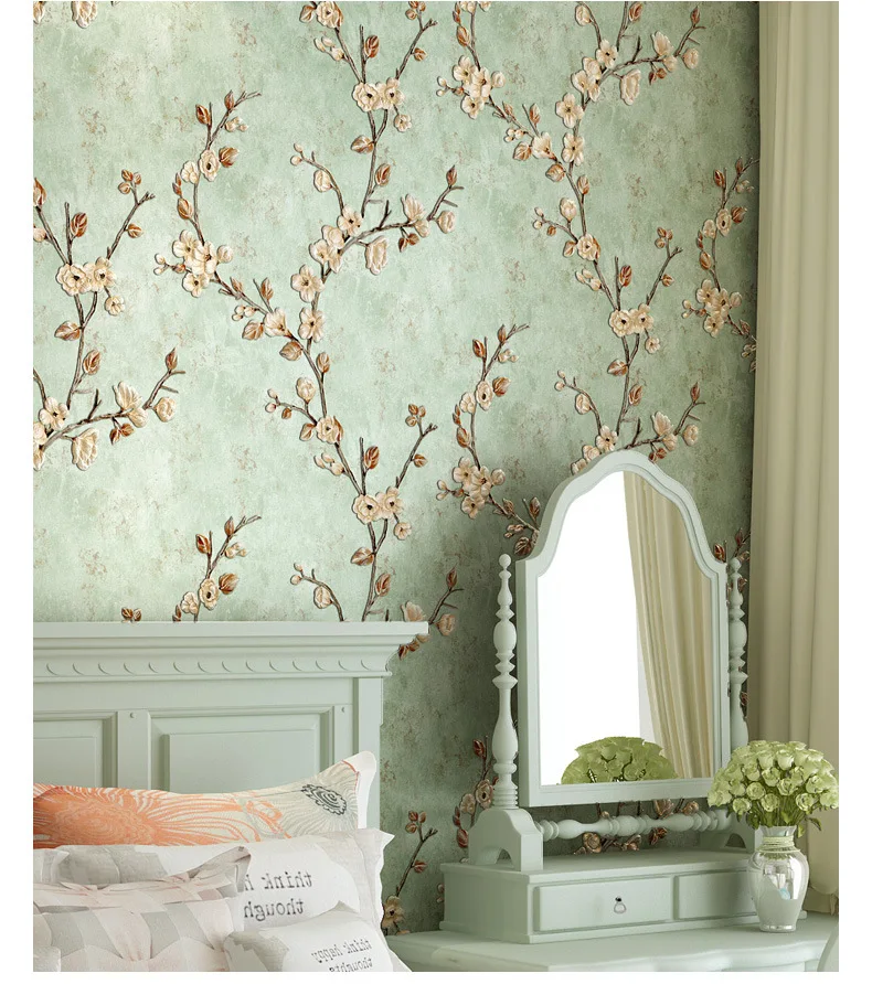 

Rustic Vine Flower Wallpaper 3D American Vintage Non-Woven Self-Adhesive Wallpaper Thickened Peel & Stick Wallpaper