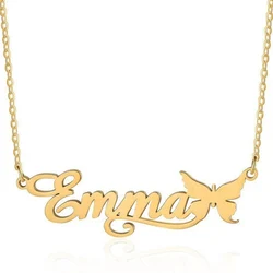 Personalized Butterfly Custom Name Necklace Stainless Steel Collarbone Chain Custom Name Pendant Fashion Jewelry Ladies Gift