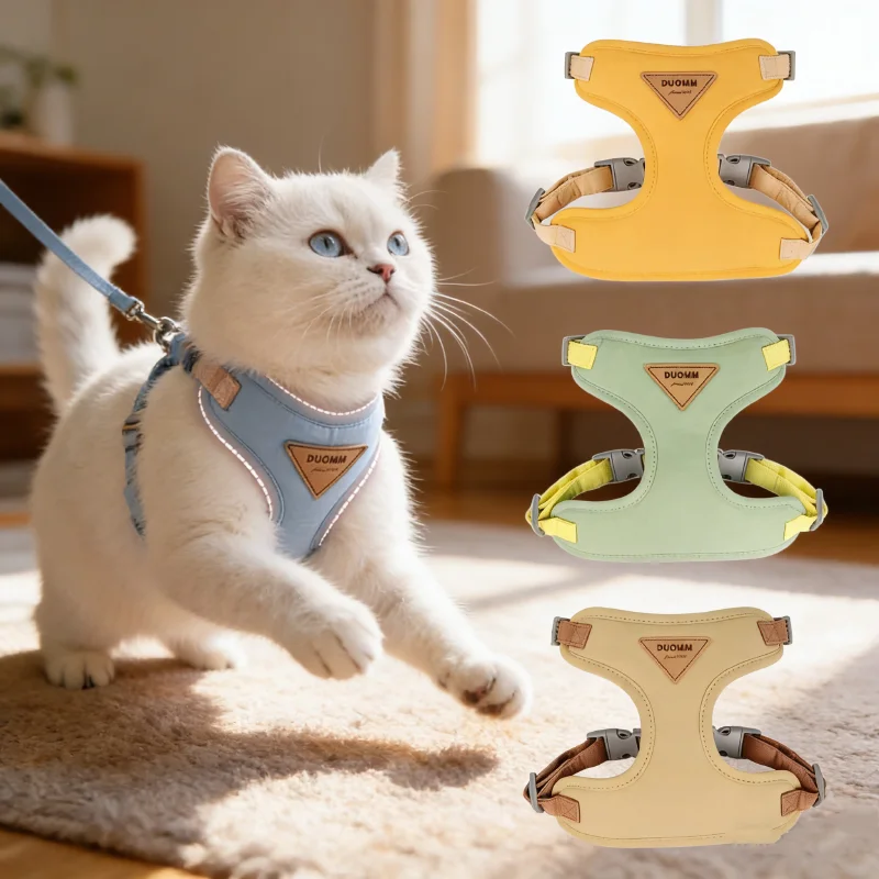 Verstellbares, atmungsaktives Hundegeschirr, frei ausatmend, ausbruchsicher, Farbblock-Design, Haustierweste für kleine Hunde und Katzen, weicher Brustgurt, einfaches Gehen