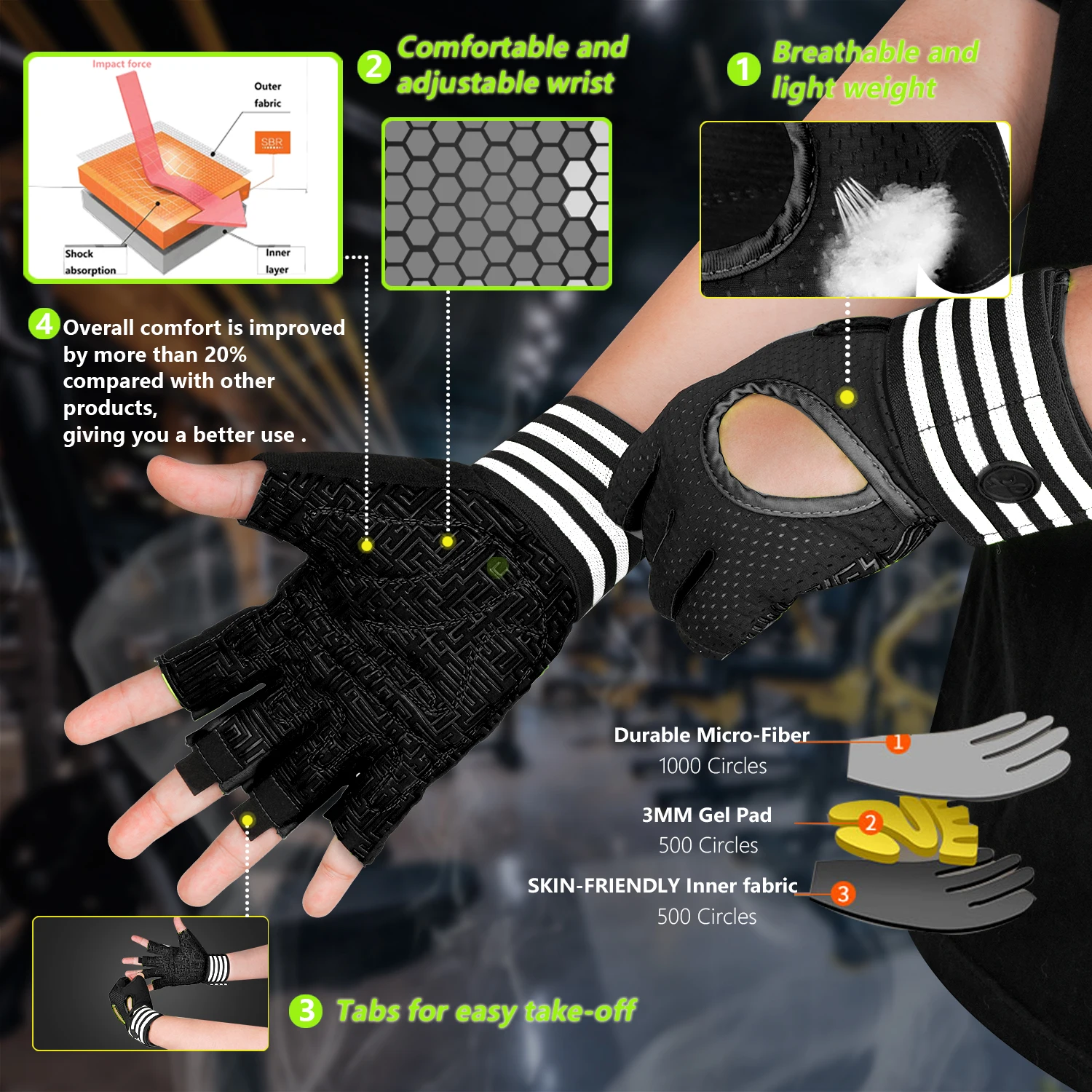 MOREOK Workout Gloves Pull-ups Palm Silicone Anti-slip Weight Lifting Power Training Wrist Guard Ventilated Gym Fitness Gloves