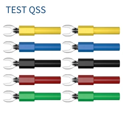 QSS 10PCS 4MM U-Type Terminal Wire Connector with 4mm Banana Jack for Electrical Test Lead