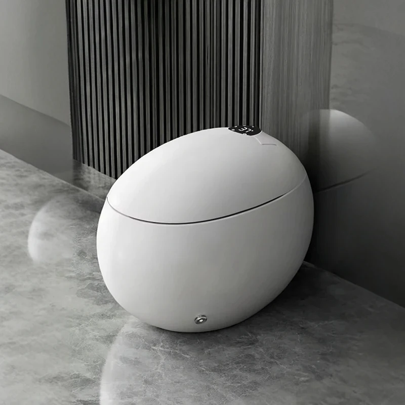 Intelligent Round Smart Toilet S-Trap Auto-Sensor WC Drainage With Remote Control And Dual-Flush