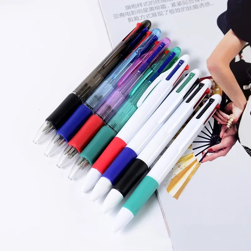 1PCS MultiColor Pen 4 In 1 Colorful Retractable Gel Pen 0.5mm Black Blue Red Ink Refills for Student School Gel Pens Stationery