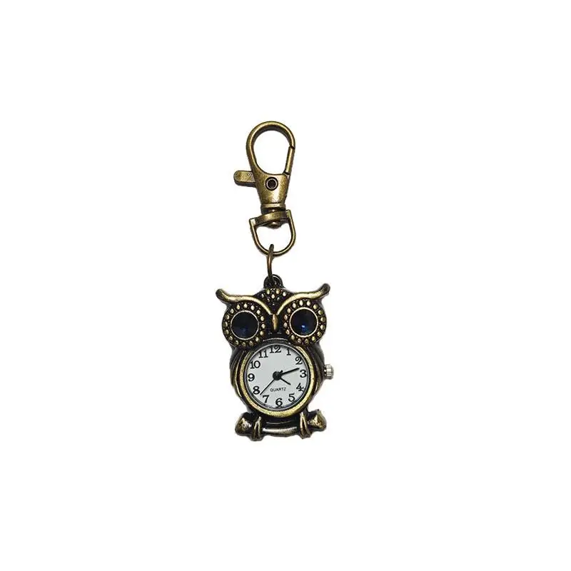 Tiny Cute Owl Shaped Pendant Pocket Watch For Kid Men Women Retro Quartz Pocket Clock Gifts Arabic Numerals Dial