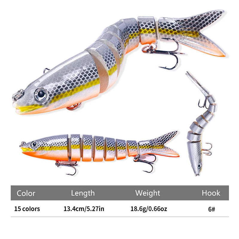 Swimbait Fishing 13cm 18g Lure Sinking Wobblers Artificial Hard Fishing Bait Multi Segments 4-Joint Bait For Pike Bass