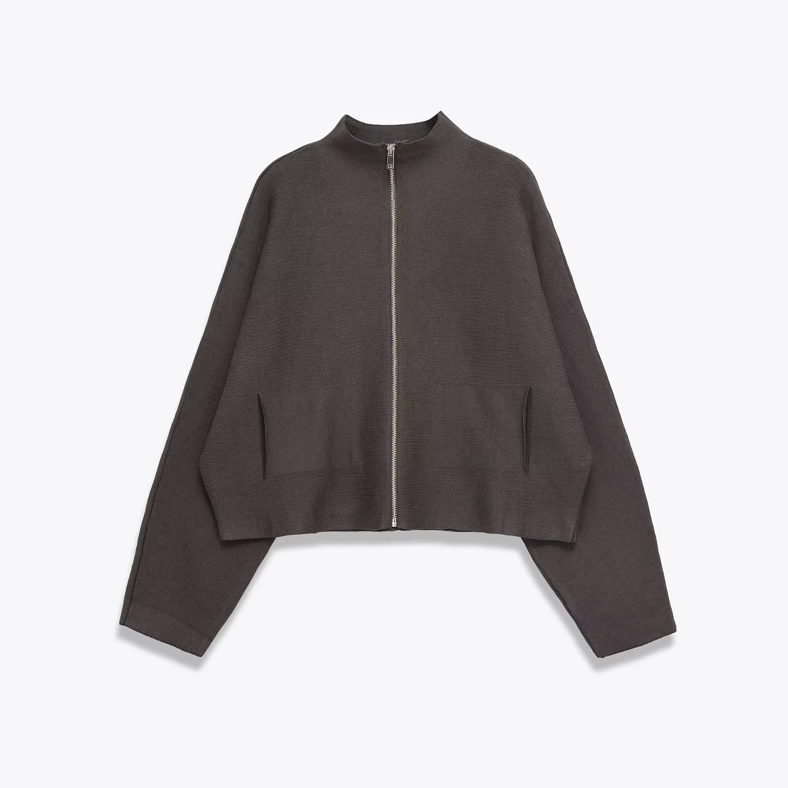 

2025 Autumn New Women's Casual Fashionable Elegant Versatile Stand Collar Zipper Long Sleeve Knitted Cardigan