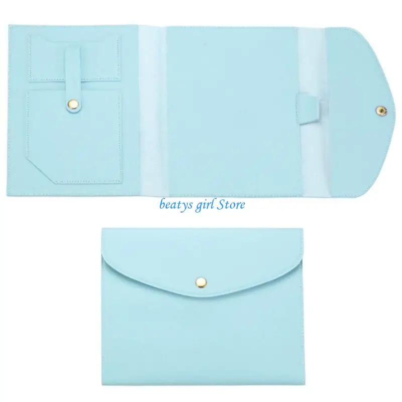 C7AB PU Leather Notebook Protector Sleeve Triple-Fold PU Journal Cover with Button Closure And Multi Storage Compartments