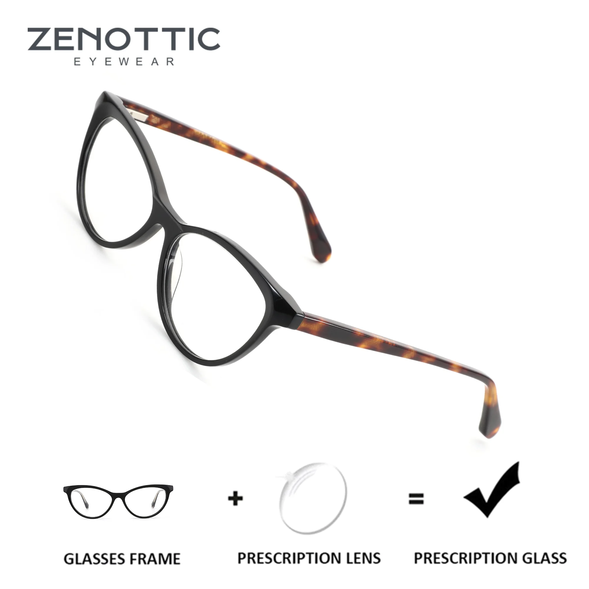 

Очки ZENOTTIC из ацетата с эффектом кошачьего глаза для женщин, оптические очки с защитой от синего света, оптические очки для близорукости, фотохромные очки