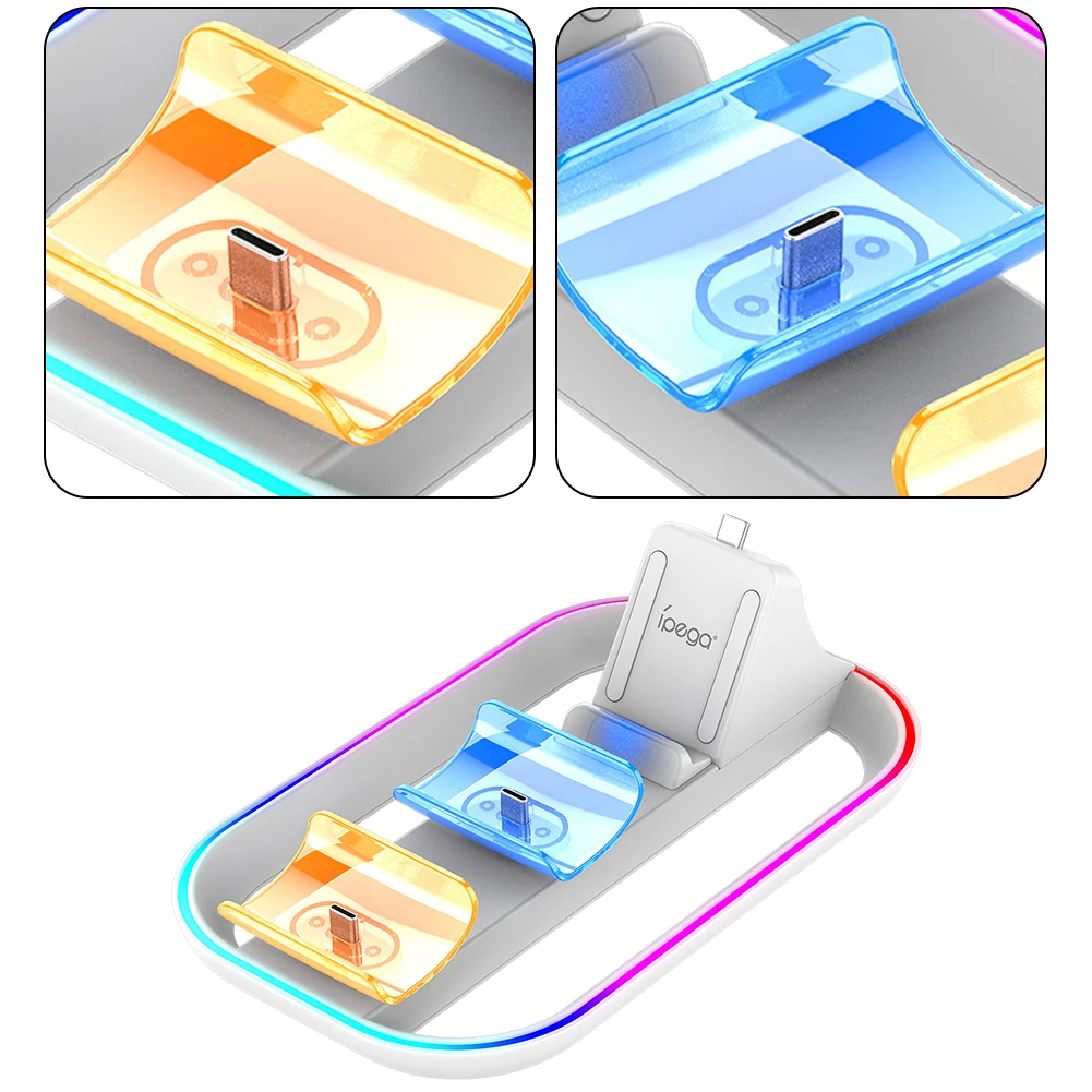 Dual Charging Stand Base for PS5 Portal Handheld Console with RGB Lighting and Controller Docking Station