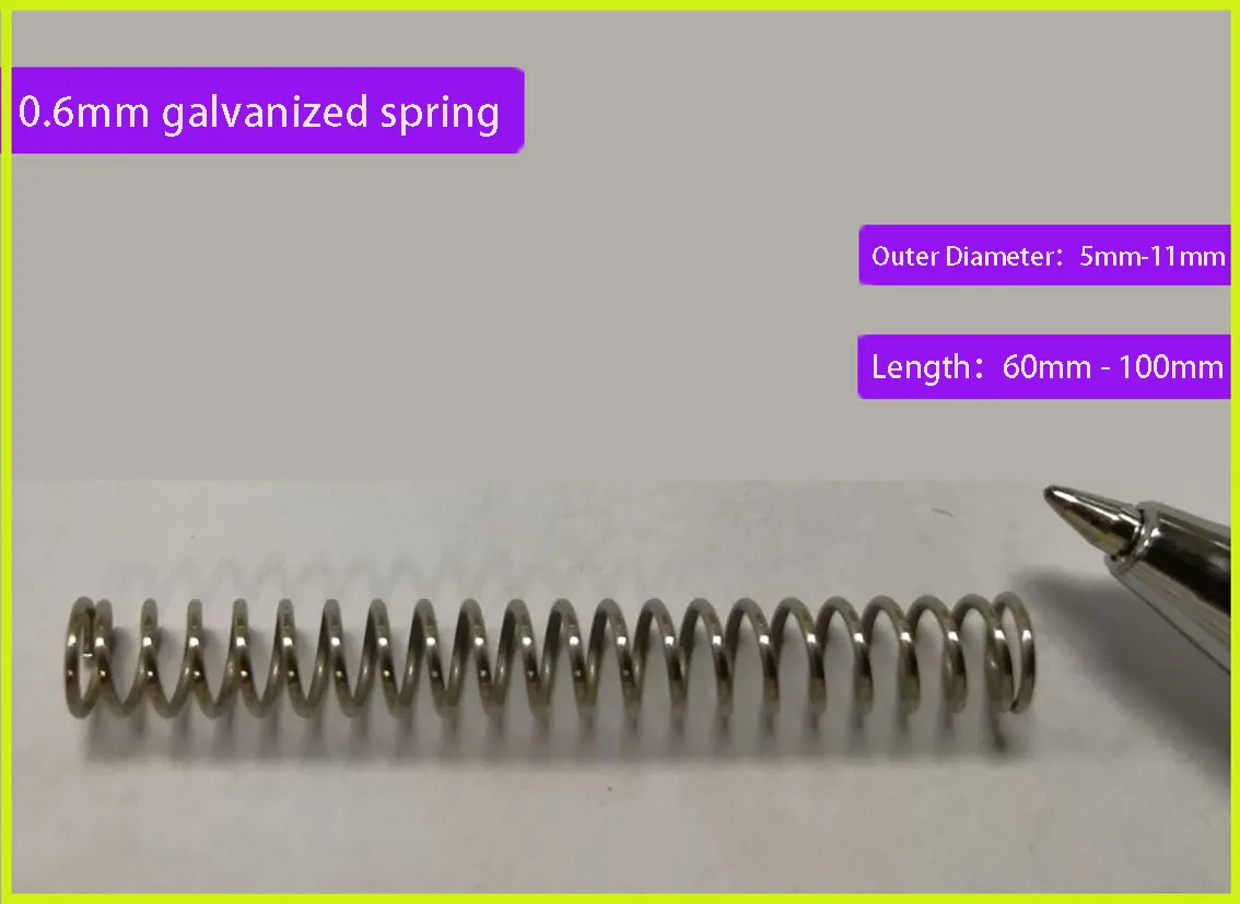 5PCS Outer Diameter 0.6mm Galvanized Y-shaped Compression Spring Return Spring Length 60mm-100mm Outer Diameter 5mm-11mm