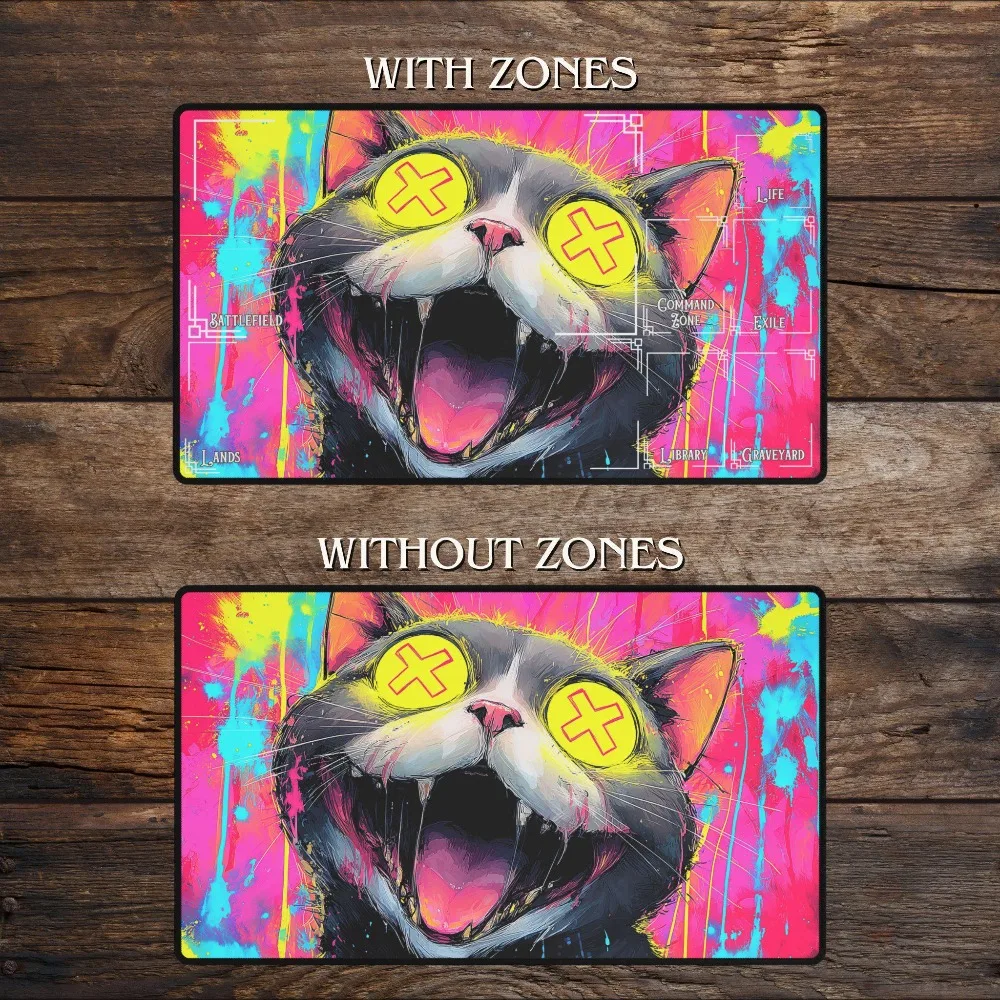 MTG Playmat Neon Cat Lover TCG Playmate Trippy Colorful Deskmat & Mousepad desk accessories alfombrillas para escritorio