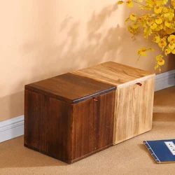 Solid Wood Storage Stool Creative Multifunctional Furniture Square Changing Shoes Stools Home Living Room Decor Ottoman수납 가능한 걸상