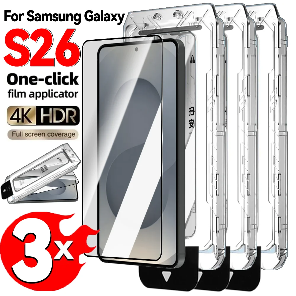 

1-3 шт. Защитные пленки из закаленного стекла для Samsung Galaxy S26/S26 Plus/S26 Ultra HD, прозрачные, простая установка, накладка с креплением в один клик