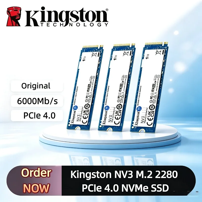 100% Original Kingston NV3 Up to 6000Mb/s 500GB 1TB 2TB M.2 2280 PCIe 4.0 NVMe SSD Internal Hard Drive Solid State Hard Disk