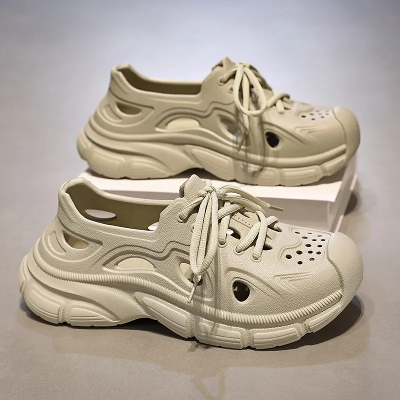 صنادل رجالية للربيع/الصيف بفتحات شبكية - شباشب رائعة قابلة للتنفس من مادة EVA، أحذية شاطئ عصرية وكاجوال ذات غطاء رأس ناعم