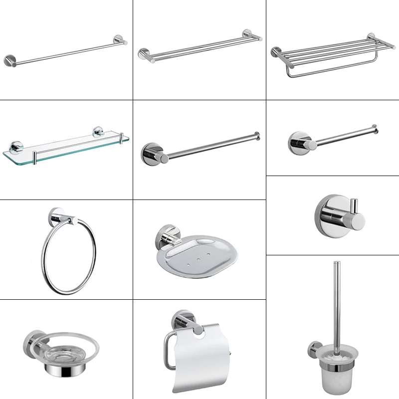 Bathroom Hardware 304 Stainless Steel Chrome Towel Rack Toilet Paper Holder Soap Holder Towel Bar Toilet Accessories