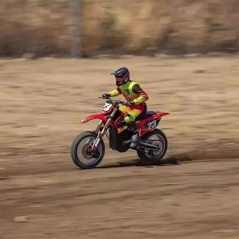 1/4 Scale Remote Control Off-road Motorcycle Toy with Three-speed Gearbox Mechanical Suspension and Brushless Motor