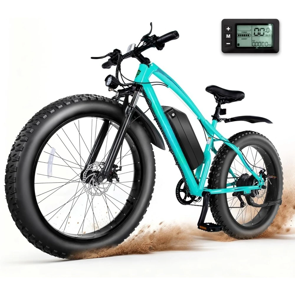 

Электрический горный велосипед для взрослых, 1500 Вт (пиковая мощность), 45 км/ч, 26x4 дюймов, для любых дорог, с толстыми шинами, запас хода 115 км, съемный аккумулятор