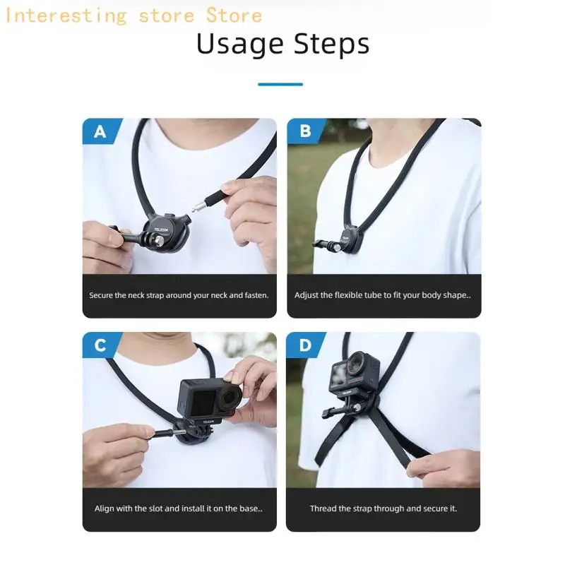 Hals getragener Action-Kamerahalter mit Kugelgelenk-Richtungsänderung und Kamerakopf für Outdoor-Aktivitäten und Videonutzung – Detail 2