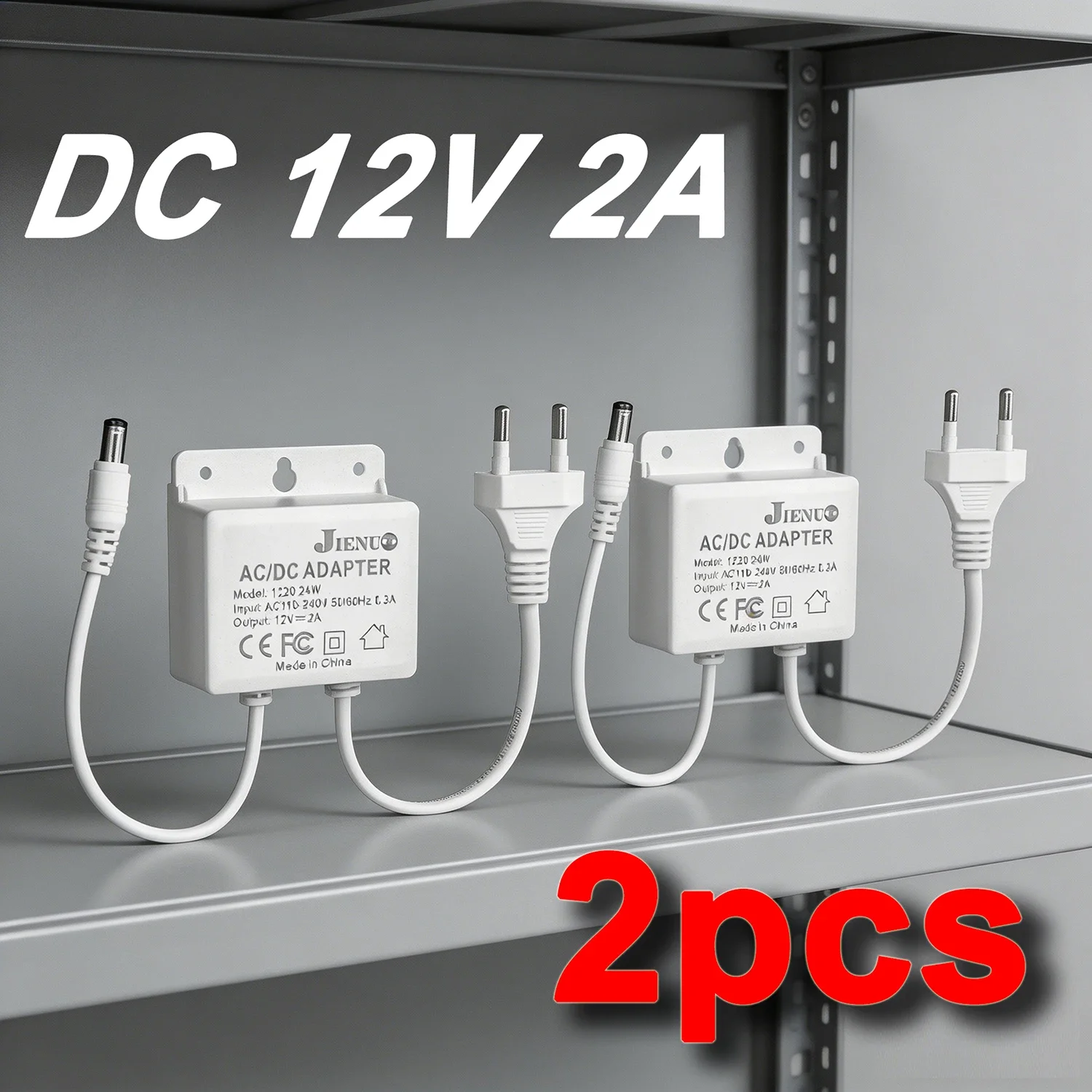 2 Stück DC 12V 2A Netzteil EU Wasserdichter Ladegerät-Konverter Universal für CCTV-Kamera DVR Router Monitor LED-Streifenlicht-Geräte