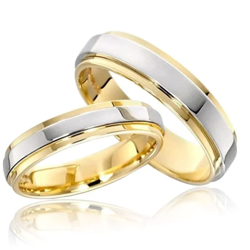 Fashion Simple Stainless Steel Couple Ring Men and Women\'s Wedding Engagement Ring Jewelry Gift