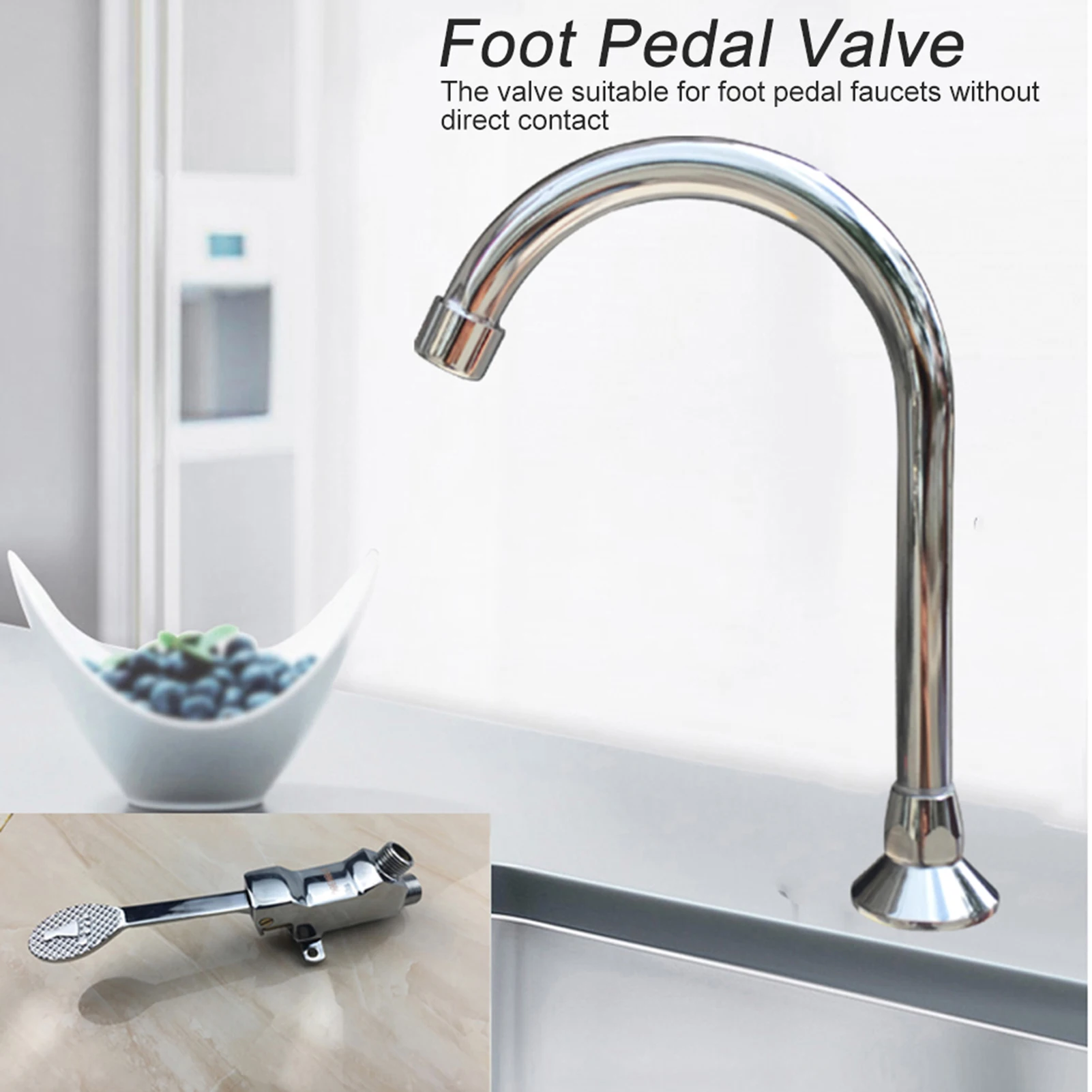 

G1/2 Thread Floor Mount Foot Pedal Valve for Hospital Laboratory Factory Water Faucet