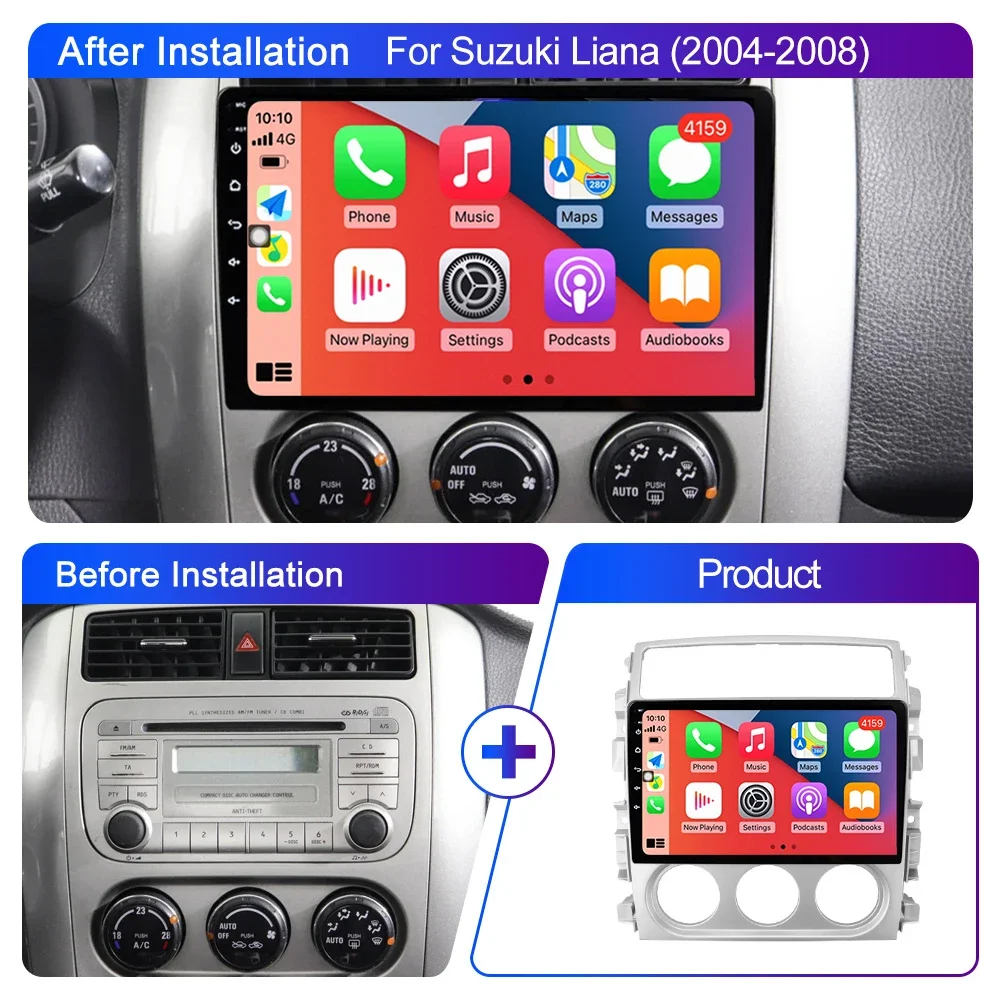 Android 15 Carplay Auto for Suzuki Liana 1 2004 - 2008 Car Radio Multimedia Video Player Navigation GPS No 2din DVD Head Unit