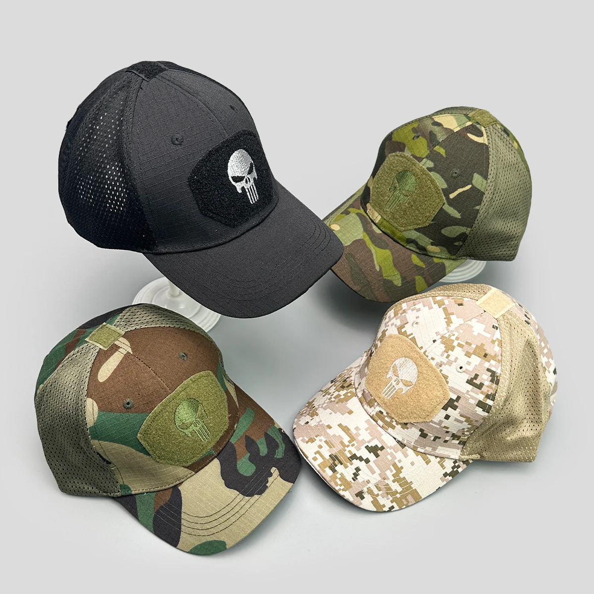 

Mesh CAMO Skull Embroidery American Baseball Hats New Unisex Sunshade Velcro Strap Versatile Personal Sports Fashion Peaked Caps