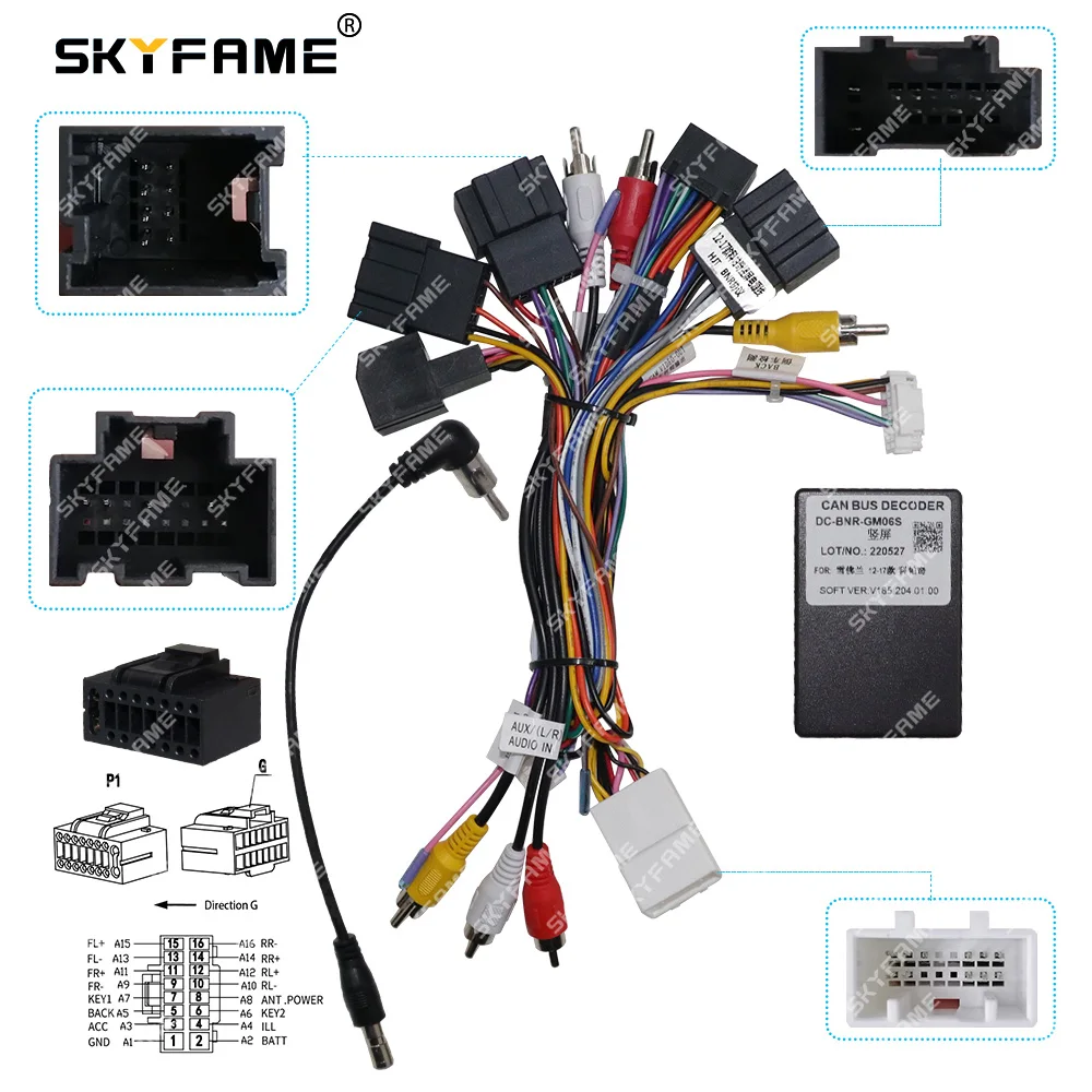 SKYFAME samochód 16pin kable w wiązce Adapter dekoder Canbus Box dla Chevrolet Captiva 12-17 styl Tesla Android Radio kabel zasilający