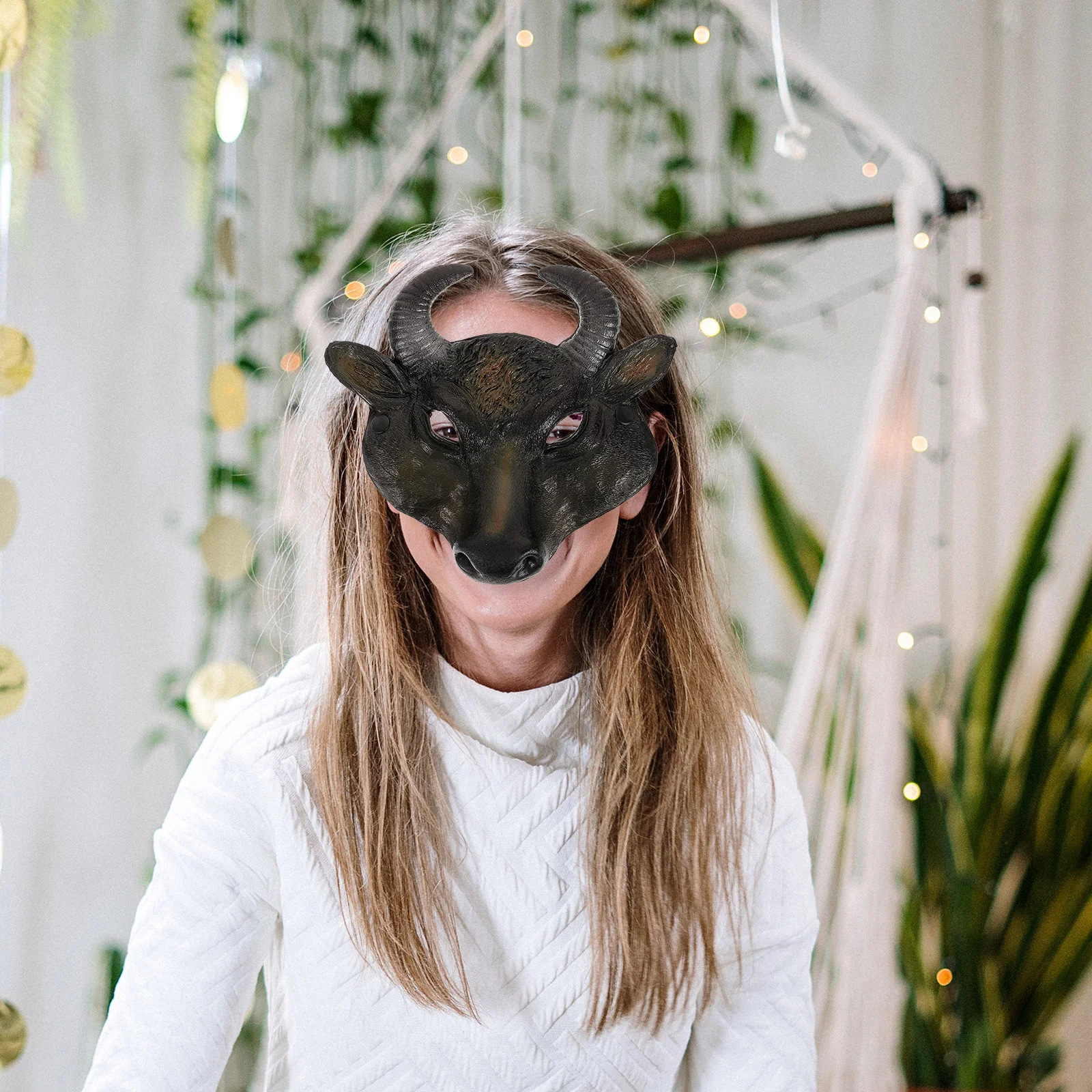 

Bull Head Masquerade Mask Realistic PU Halloween Party Scary Costume Cosplay Photo Prop Decoration Halloween Mask