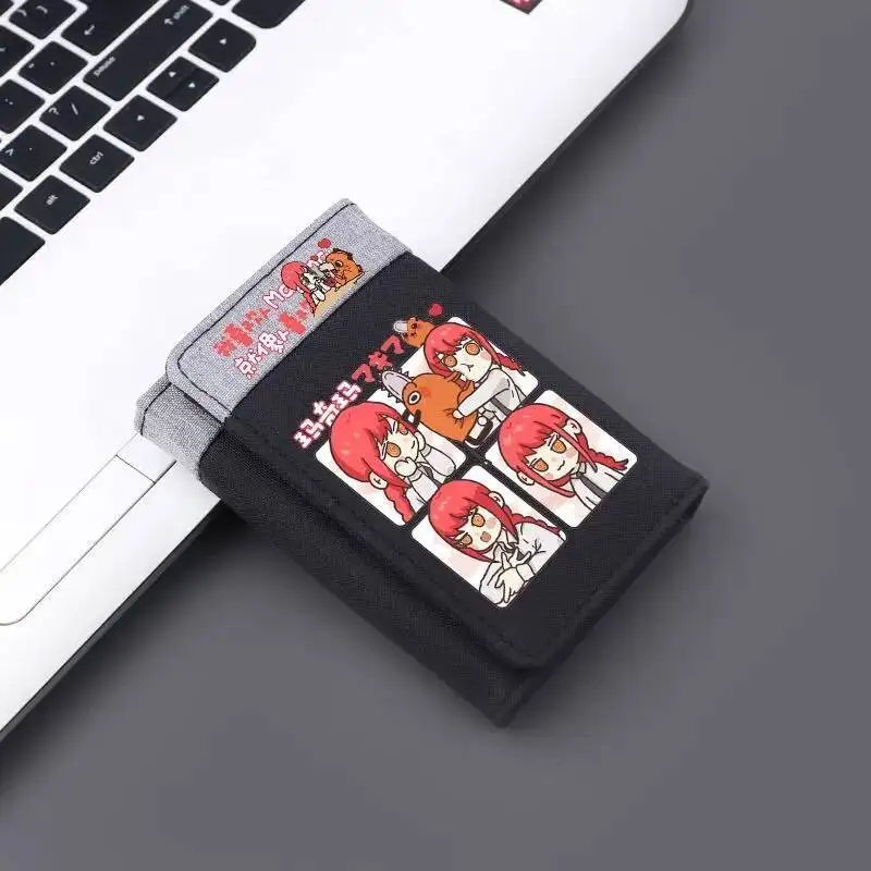

Anime GAME Chainsaw Man Theme Cartoon Short Wallet Canvas Unisex Men's Wallets Women Card Holders Coin Purse