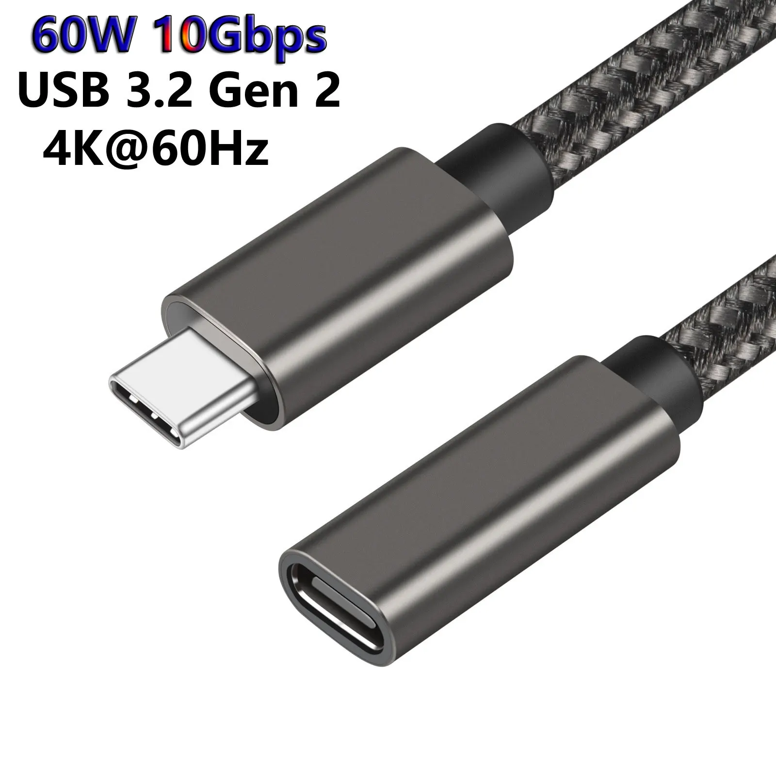 

USB C 3.2 Gen2 10Gbps Extension Cable Type C to C PD 60W Extender Cord Fast Charging Cable For MacBook 4k 60Hz Video Data Cord