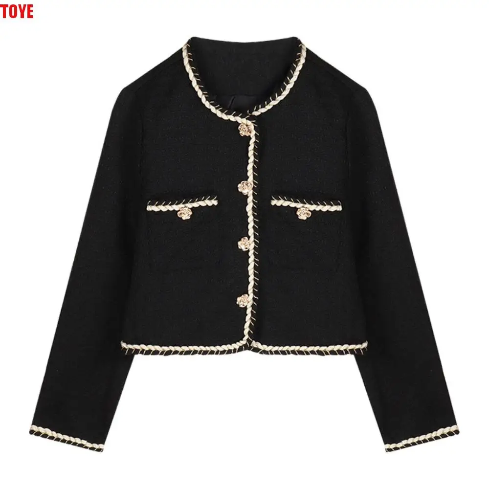 

Милая элегантная куртка Y2k, женская твидовая шикарная винтажная куртка, корейская верхняя одежда, женская куртка в светском стиле