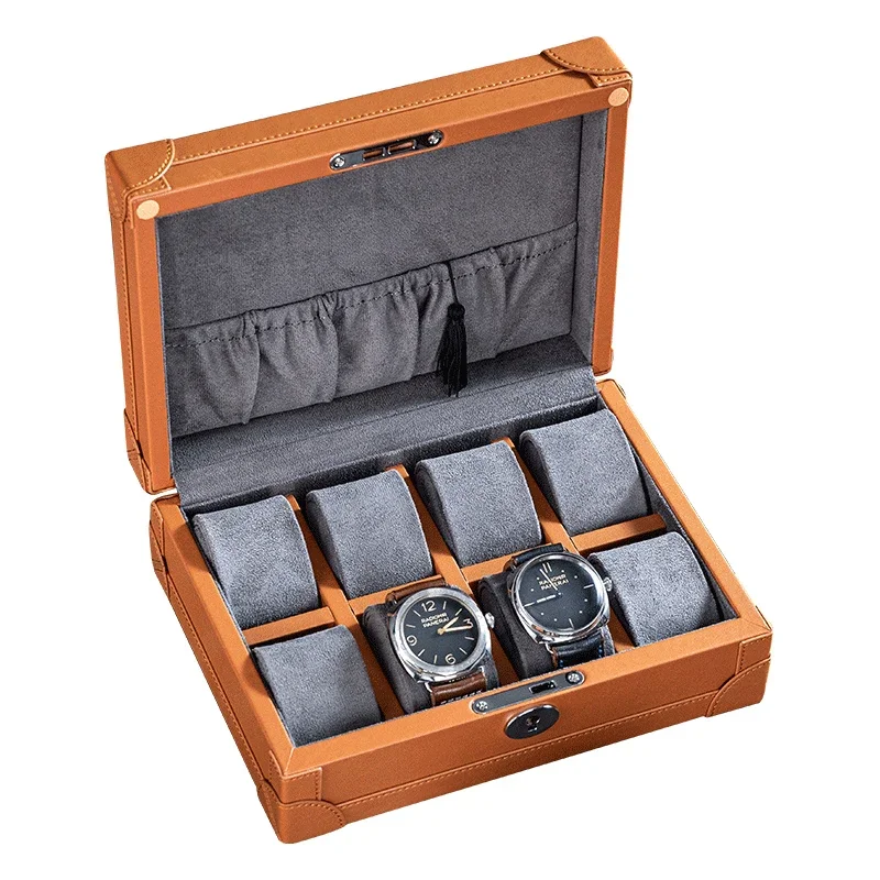 

Light luxury leather high-end watch jewelry integrated storage box mechanical watch collection display safe