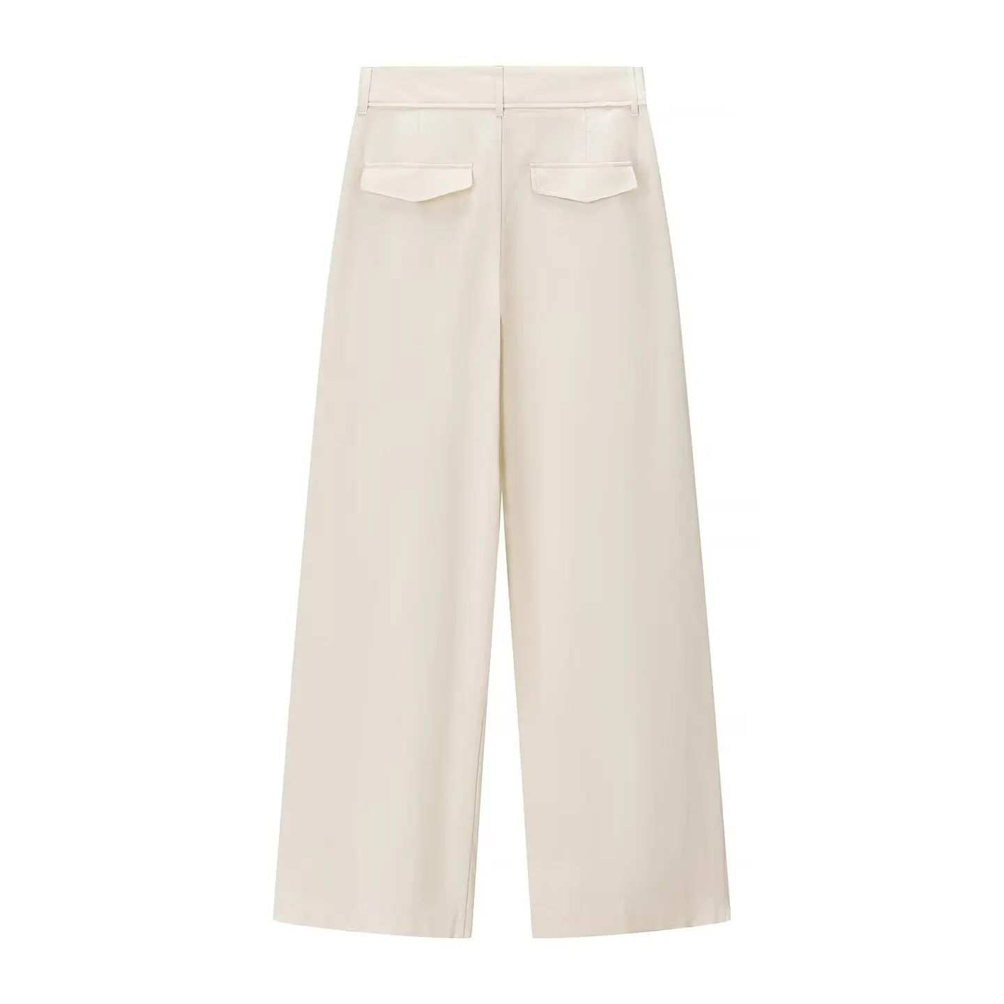 2025 Autumn Vintage Apricot High Waist Wide Leg Pants Women Front Ruched Long Loose Suit Trousers Full Length Bottom