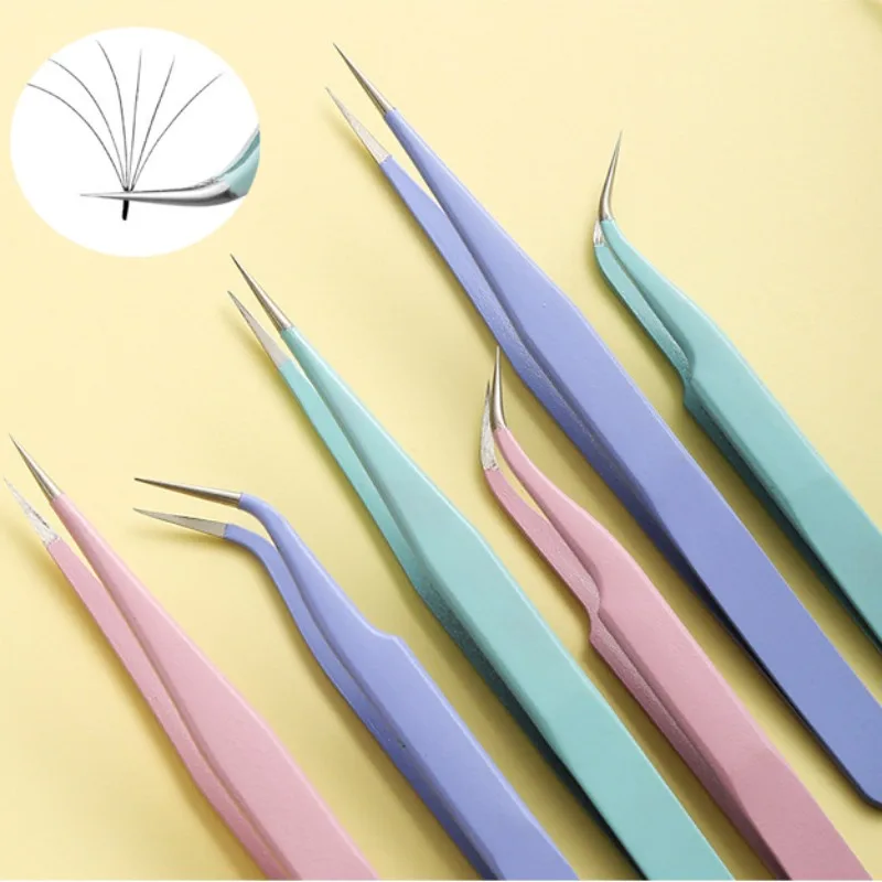 แหนบสแตนเลสสีต่างๆ แบบตรงและโค้ง สำหรับหยิบจับสติ๊กเกอร์ตกแต่งเล็บ เพชรประดับเล็บ แหนบปลายแหลมสำหรับแต่งหน้า ต่อขนตา DIY
