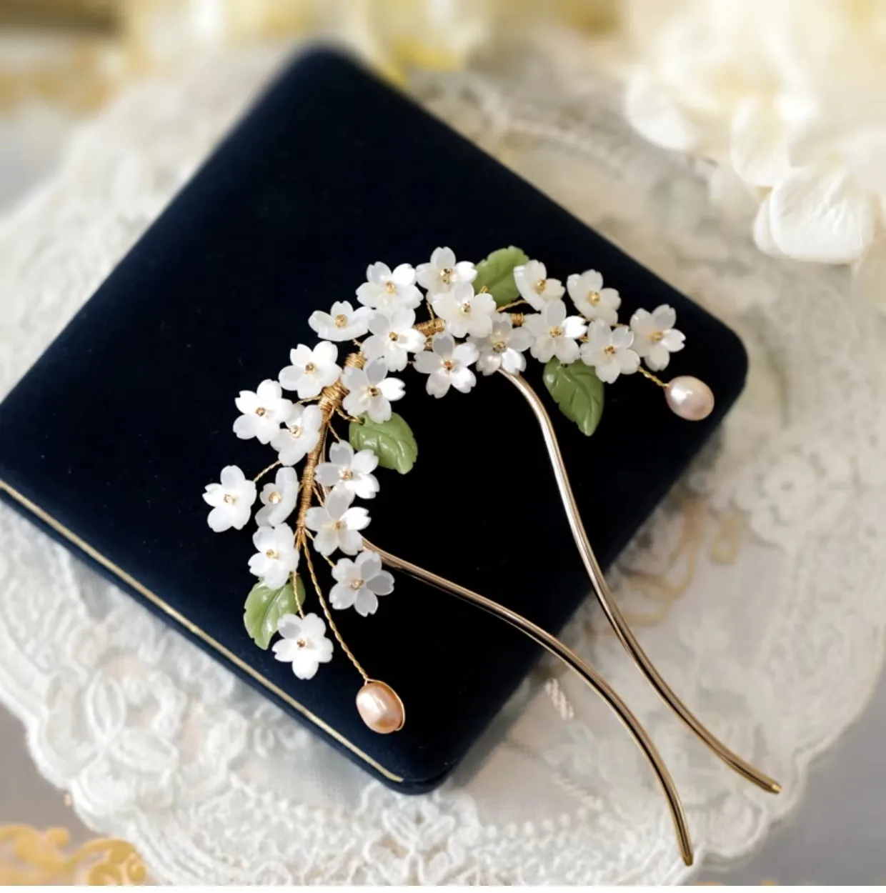 FXLRY Original Handmade Flower U - shaped Zanzi Summer Pan Hair Headdress Cheongsam Match Hairpins