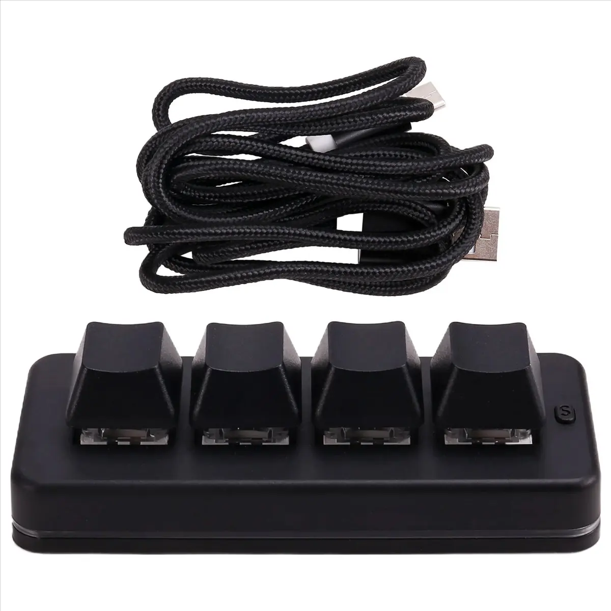 【~ New N07R】MK424BT 4-Key Customized Keyboard with Mechanical Blue Switch Bluetooth+Usb Connection for Game Multimedia A