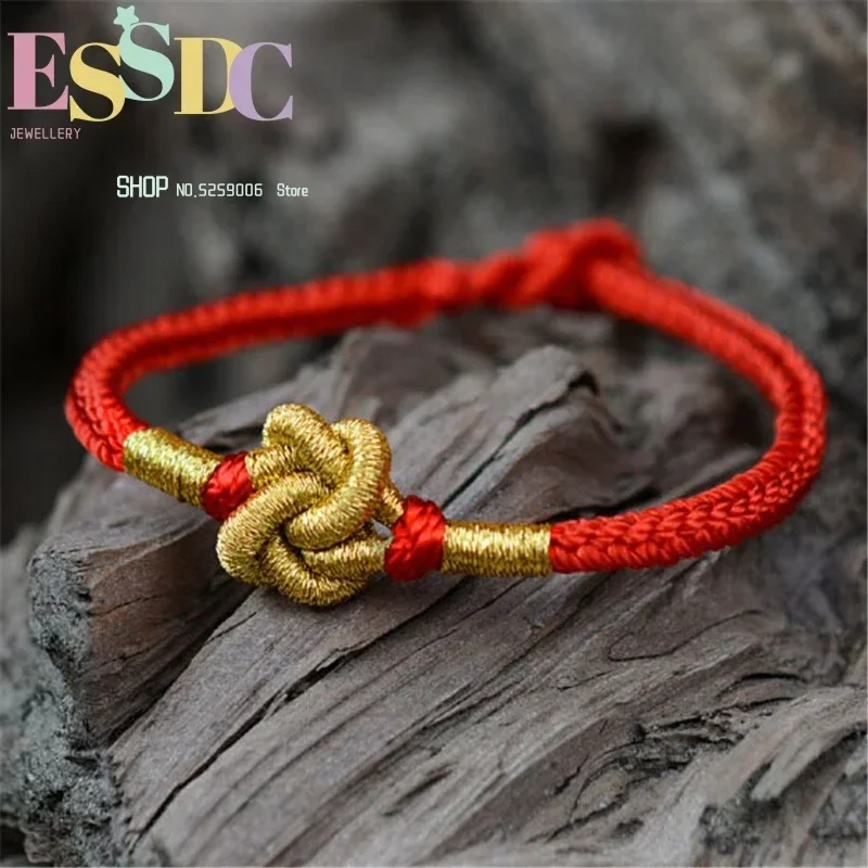 Classic Hand Lucky Red Chinese Knot Weaving Handmade The Animal Year Soft Rope Bracelet for Men or Women
