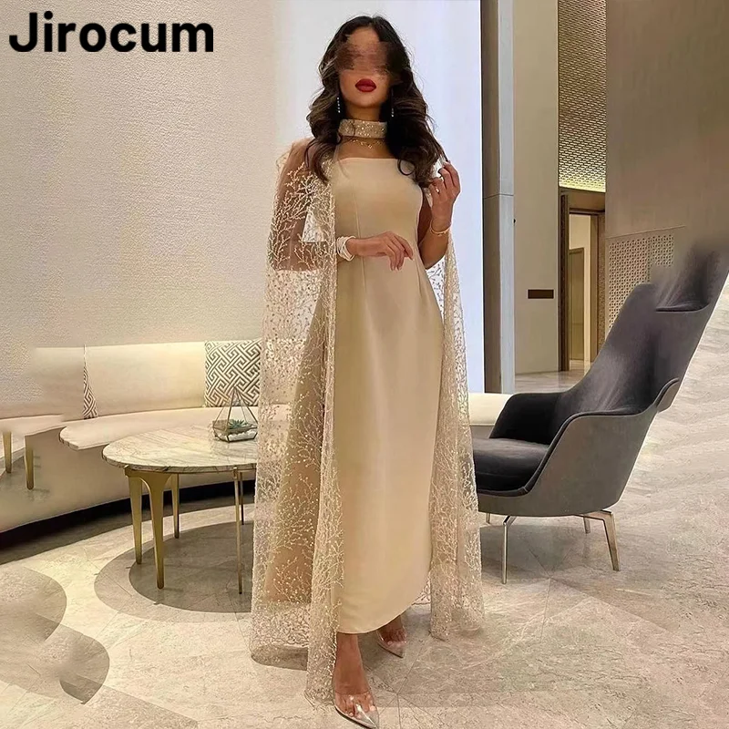 

Jirocum Handmade Beaded Evening Dress Women's Light Blue Party Shiny Prom Dresses High Slit Sexy Open Back Vestidos De Noche