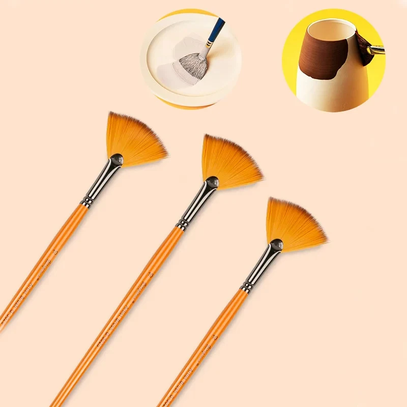 

1pc Soft Fan Brush for Pottery, Good Water Absorption, DIY Large-Area Ceramic Coloring Brush, Glaze Moisturizing Tool