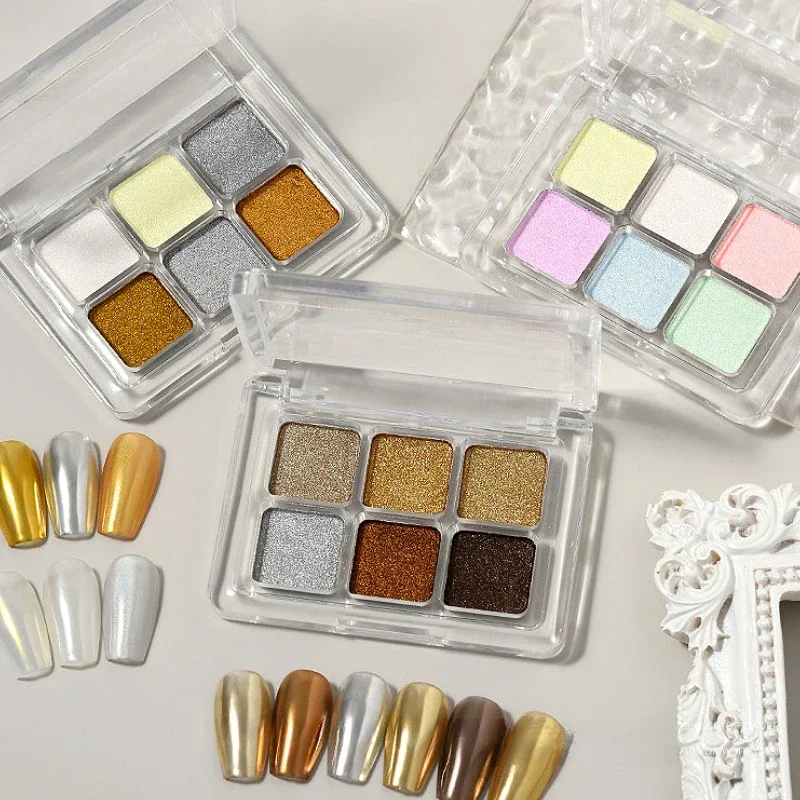 

Solid State Magic Mirror Powder Set Aurora Powder 6-color Nail Art Decorations Charms Super Glitter Flash DIY Manicure Wholesale